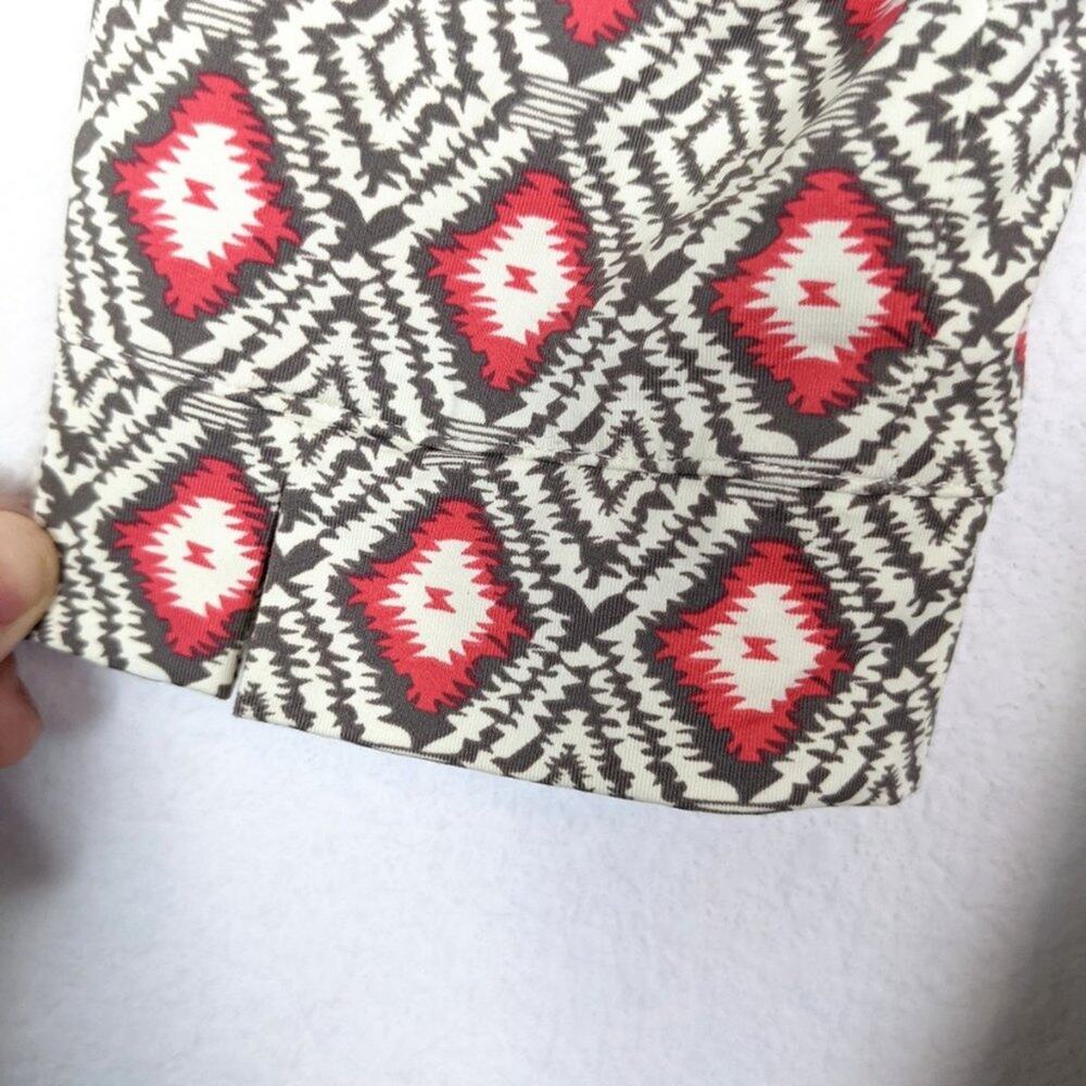 Ellie Kai Blouse 12 Brown Coral Ikat Print Boat Neck Long Sleeve - Picture 4 of 7